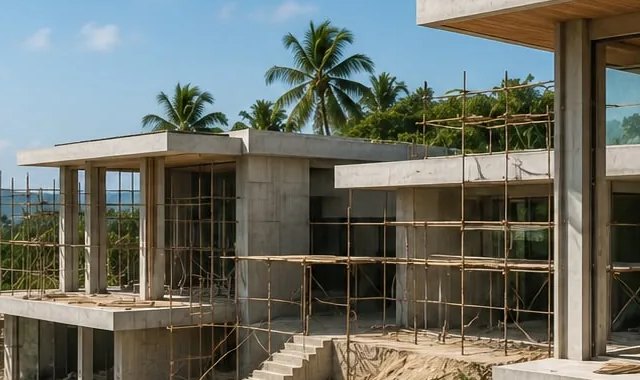 Roof structure, ridge beam set